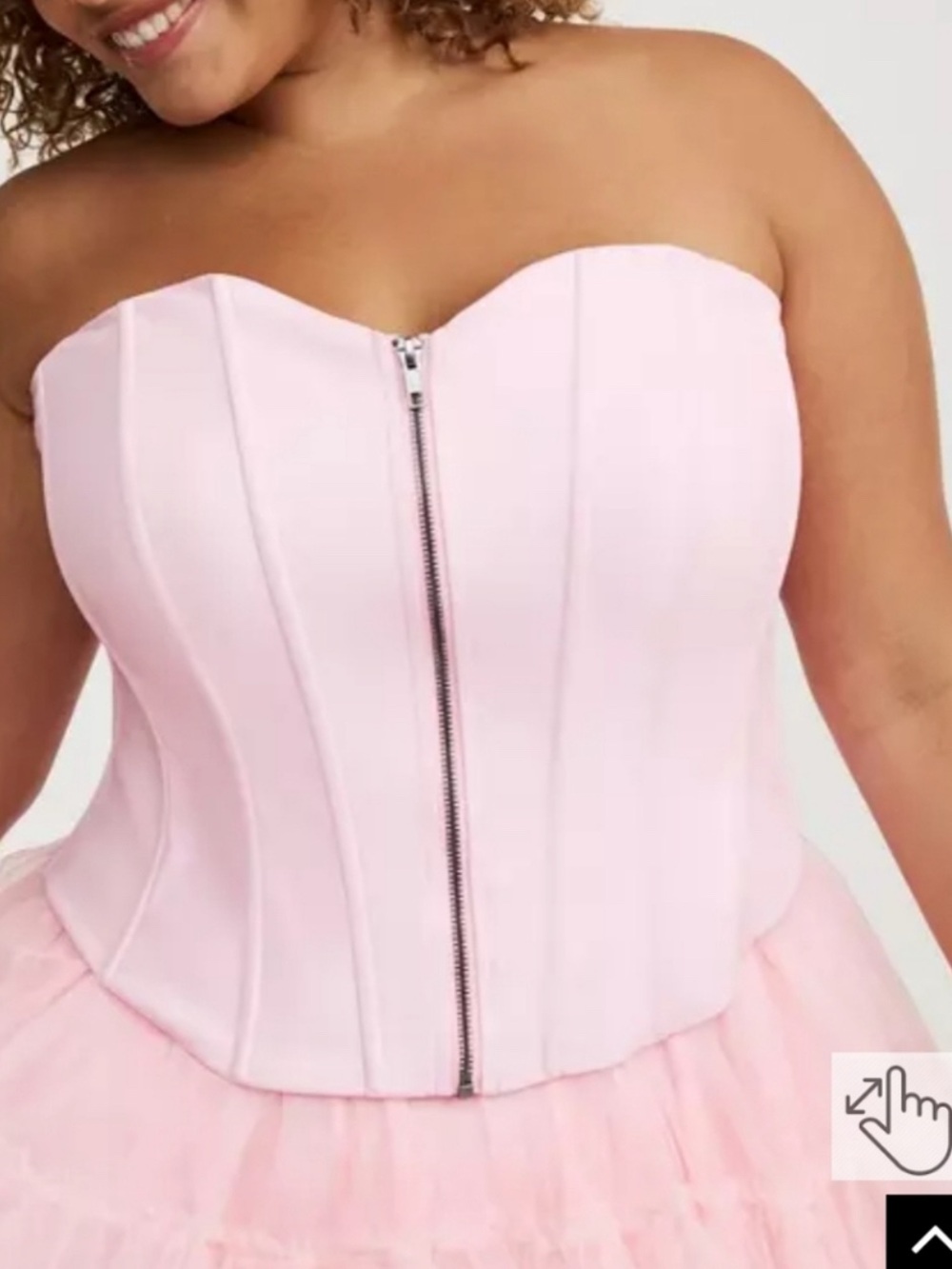 torrid Light Pink Strapless Corset Top with Front Zip